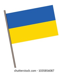Ukrainian flag on the flagpole. Official colors and proportion correctly. waving of Belize flag on flagpole, vector illustration isolate on white background.