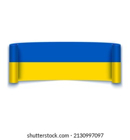 Ukrainian flag on ribbon, Ukraine, vector illustration