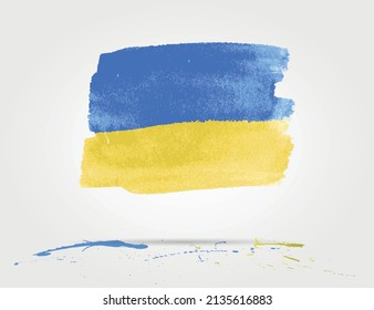 Ukrainian flag painted on white paper with watercolor. Help Ukraine concept