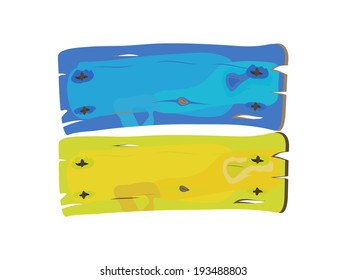 Ukrainian flag painted on wooden planks isolated on white vector illustration