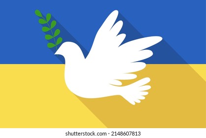 Ukrainian Flag with peace and love in the form of a dove. The concept of Peace - the idea of peace in Ukraine. For design and web. Eps 10