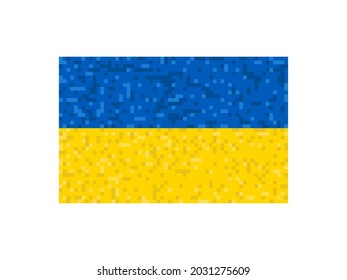 Imagen de píxel de bandera ucraniana. Signo de bandera de Ucrania de 8 bits. Diseño de una pancarta y afiche festivo. Ilustración del vector