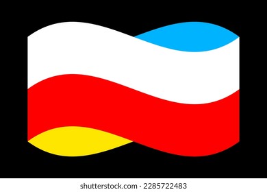Ukrainian flag and Polish flag icon. Vector flags for design isolated on black background.