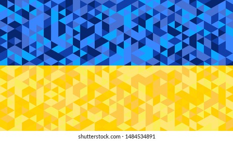 Ukrainian flag. polygonal wallpaper from triangles of blue and yellow tones. vector