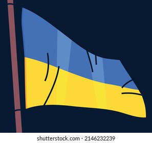 Ukrainian flag and pray for ukraine flat vector illustration.	
