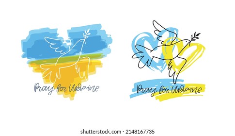Ukrainian flag with a Pray for Ukraine. Support Ukraine! Glory of Ukraine! 