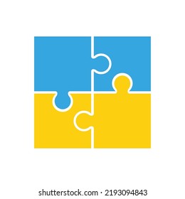 Ukrainian flag puzzles. Vector illustration