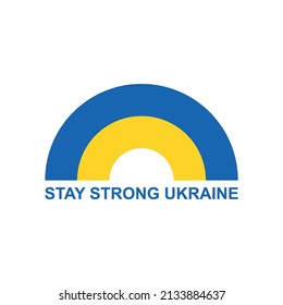 Ukrainische Flagge in Regenbogenform, einzelne Vektorgrafik. Bleiben Sie ein starkes ukrainisches Konzept. Krieg in der Ukraine.