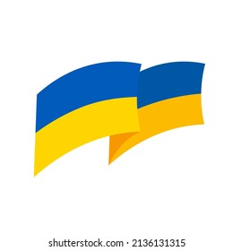 Ukrainian flag or ribbon. No war in Ukraine. Pray for Ukraine. Vector illustration isolated on white background.