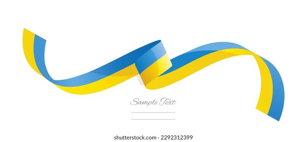 Ukrainian flag ribbon vector illustration. Ukraine flag ribbon on abstract isolated on white color background