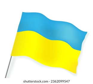 Ukrainian flag with a shadow isolated on a white background. Vector illustration.