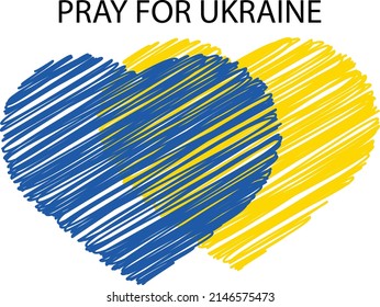 Ukrainian flag in the shape of a heart, the concept of peace in Ukraine. Pray for Ukraine
