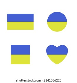Ukrainian flag shape icon set. Blue and yellow illustration