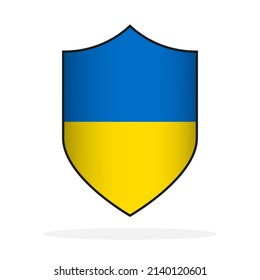 Bandera ucraniana en forma de escudo. Icono Escudo aislado. Salven de Ucrania. Bandera nacional ucraniana. Ilustración vectorial.