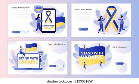 ruban à bande du drapeau ukrainien. Bleu et jaune. Drapeau de l'Ukraine. Soyez avec l'Ukraine. Arrêtez la guerre ! Pas de guerre. Modèle d'écran pour la page d'accueil, le modèle, l'interface utilisateur, le web, l'application mobile, l'affiche, la bannière, le prospectus.Image vectorielle