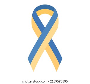 Ukrainian flag stripe ribbon icon. Ukraine flag for memorial and Independence day. Save Ukraine concept. Vector flat illustration 