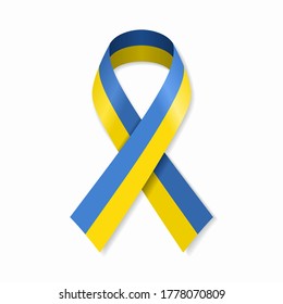 Ukrainian flag stripe ribbon on white background. Vector illustration.