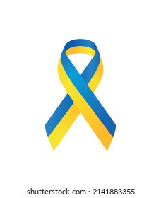 Ukrainian flag stripe ribbon on white background. Symbol of independence, freedom and unity. Vector illustration