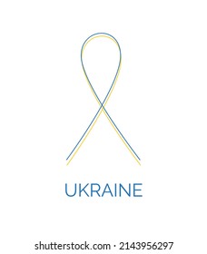 Ukrainian flag stripe ribbon on white background. Symbol of independence, freedom and unity. Vector illustration