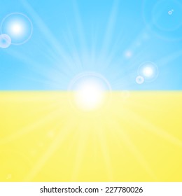 Ukrainian flag and sun 