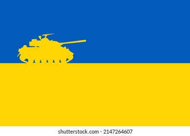 Bandera ucraniana con fondo abstracto de tanques para tu ilustración vectorial de diseño