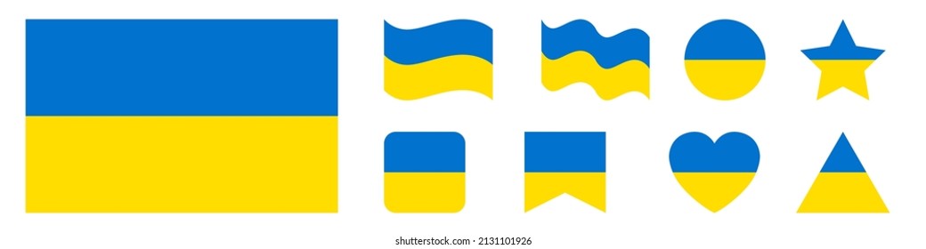 Ukrainian flag. Ukraine flag vector design set. National symbol. Vector illustration