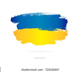 Ukrainian flag. Vector illustration on white background. Beautiful brush strokes. Abstract concept. Elements for design.