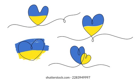 Ukrainian Flag. Vector illustration. Symbol of peace. Line art.