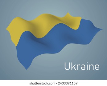 Ukrainian flag, Waving on blue background, vector format is eps10 