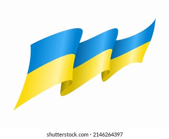 Ukrainian flag wavy abstract background. Vector illustration.
