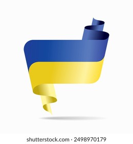 Ukrainian flag wavy ribbon background. Vector illustration.