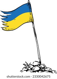 Ukrainian flag in the wind on a flagpole