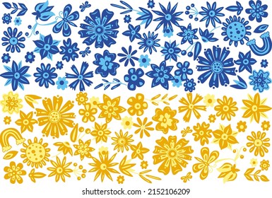 Ukrainian flag of yellow and blue flowers National ukrainian symbol Background