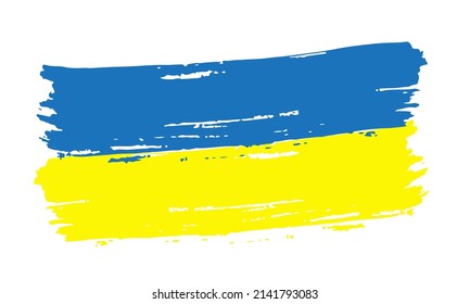 Ukrainian flag. Yellow blue hand drawn brush strokes. Background for text. Support for Ukraine during the war 2022. Vector illustration isolated.