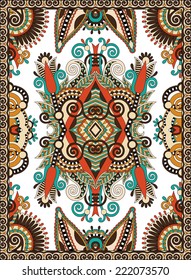 ukrainian floral carpet design for print on canvas or paper, karakoko style ornamental pattern, vector illustration