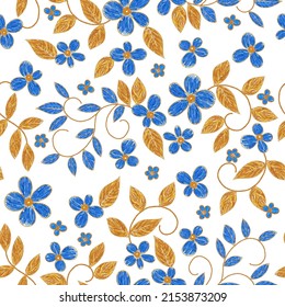Ukrainian floral flower embroidery seamless pattern. Vector ethnic illustration