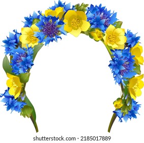 Corona ucraniana, para una chica con flores azules y amarillas