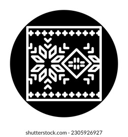 Ukrainian folk art knitted embroidery line color icon. Isolated vector element. Outline pictogram for web page, mobile app, promo svg