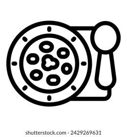 Ukrainian gastronomy soup icon outline vector. Beetroot traditional bouillon. Veggies food recipe