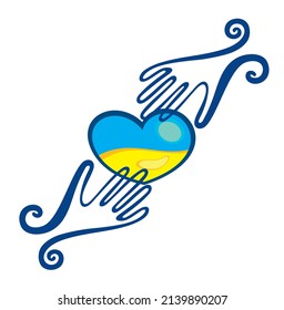 Ukrainian heart. Ukrainian flag. Stop the war in Ukraine. A symbol of peace. Vector illustration isolated on white background