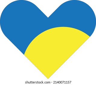 Ukrainian heart vector with blue and yellow colors as symbol of Ukraine flag