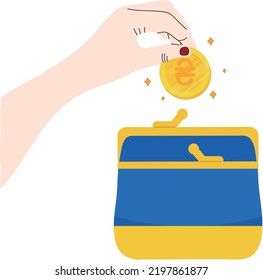 Ukrainian hryvnia vector hand drawn flag, Ukrainian flag vector hand drawn flag