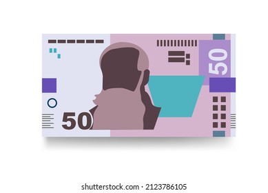 Ukrainian Hryvnia Vector Illustration. Ukraine money set bundle banknotes. Paper money 50 UAH. Flat style. Isolated on white background. Simple minimal design.