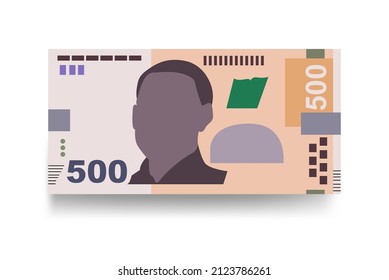 Ukrainian Hryvnia Vector Illustration. Ukraine money set bundle banknotes. Paper money 500 UAH. Flat style. Isolated on white background. Simple minimal design.