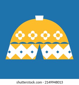 Ukrainian Korovai blue yellow colors. Vector bread. The concept of peace in Ukraine. Illustration for design and web. Support Ukraine Illustration. No war. Stand with Ukraine.