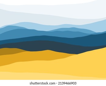 Ukrainian landscape. flag colors .Energizing  yellow and freedom blue. National symbols. Free Ukraine. Close the sky. Abstract art. Save Mariupol. Good for banner, flyer, poster.  Vector illustration.