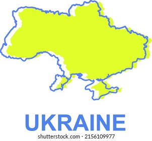 Mapa ucraniano. Icono de mapa. Azul amarillo