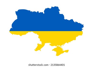 Ukrainian map. Ukrainian National Flag inside Ukraine. Borders of Ukraine. Vector illustration.