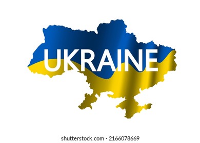 Ukrainian map outline 3D, isolated white background. T-shirt print design for textile, fabric. Typography graphics. Message for stop war. Concept of peace, freedom, independence. Vector illustration