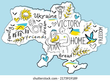 Ukrainian map symbolism traditions nationality victory friends family home